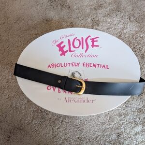 Madame Alexander Eloise Black Leather Belt with Gold Buckle
